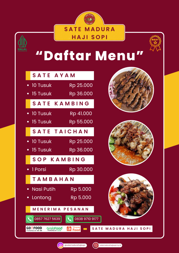 Menu Sate Madura Haji Sopi